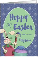 To Nephew, Hoppy Easter Bunny Artist painting egg card