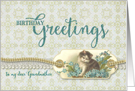 Grandmother Birthday Greetings Vintage Kitty tag card