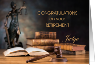 Judge Congratulations on Retirement Scales of Justice, Law Books, Gave card