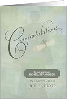 Congratulations Doctorate Degree Grandson Custom Name card