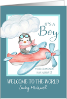 Congratulations It’s a Boy Grandson Custom Name Welcome to the World card