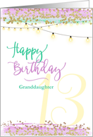 Happy 13th Birthday Granddaughter Modern Watercolor card