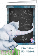 Back to School Elephant Chalkboard Personalize card
