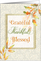 Thanksgiving Grateful Thankful Blessed Autumn Leaves card