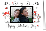 Valentine Cute Cat Hearts Custom Photo card
