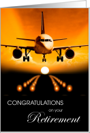 Pilot Retirement Congratulations Airplane Sunset Landing card