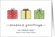 Seasons Greetings Personalized Watercolor Gift Packages card