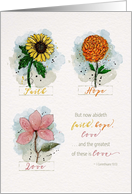 Scripture 1 Corinthians 13 Watercolor Sketchy Doodle Flowers card