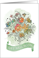 Get Well Sketchy Watercolor Floral Bouquet card