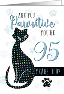 95th Birthday Cat Silhouette Are You Pawsitive card