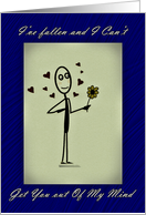 Falling for you, Crush, Love, Hearts and Flower card