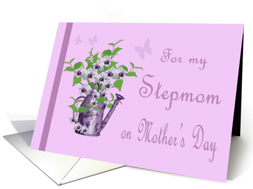 Lavender Mother's Day for Stepmom - Watering Can , Flowers card