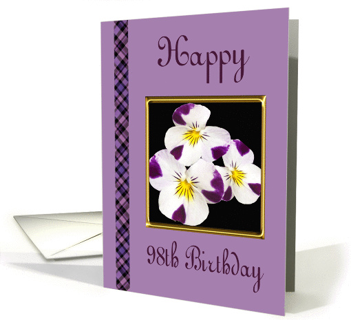 Happy 98th Birthday - Johnny Jump-Up Flowers card (1060169)