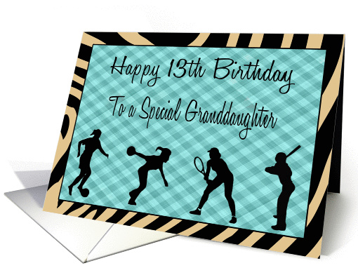 Granddaughter 13th Birthday - Girl Sports Silhouettes card (1074118)