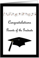 Black and White Congratulations Parents of the Graduate card