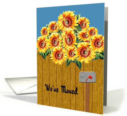 Sunflower We've Moved Announcement - Sunflowers & Mailbox card