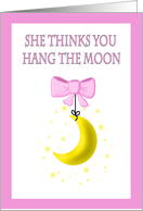 Father’s Day from Daughter - Moon, Pink Ribbon card