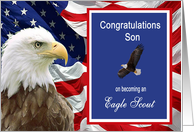 Congratulations Eagle Scout Son - American Flag & Eagle card