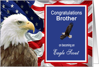 Congratulations Eagle Scout Brother - American Flag & Eagle card