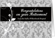 Custom Business Retirement - Contemporary Grey Damask card