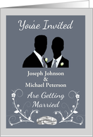 Custom Gay Wedding Invitation - Wedding Rings & Silhouettes card