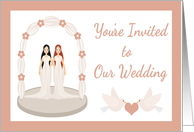 Lesbian Wedding Invitation - Brides, Doves card