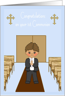 Boy First Communion Blue Card - Dark Suit card