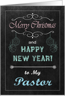 Chalkboard Christmas Card for Pastor - Ornaments card