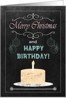 Chalkboard Birthday on Christmas - Ornaments & Birthday Cake card