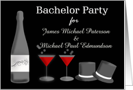 Custom Gay Bachelor Party Invitation - Cocktails & Top Hats card