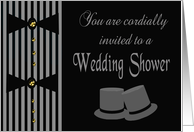Gay Wedding Shower Invitation - Pinstripes & Top Hats card