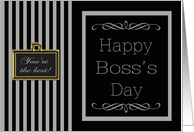 Happy Boss’s Day - Grey & Black Pinstripes card