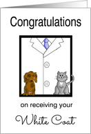 Veterinarian White Coat Congratulations -White Coat, Kitten & Puppy card