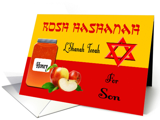 Rosh Hashanah for Son - Honey, Apples & Star of David card (1147218)