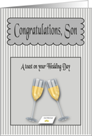 Wedding Day Congratulations Son from Dad -champagne Toast card