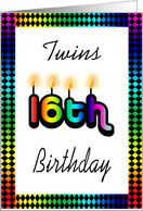 Twins 16th Birthday - Rainbow Colors card