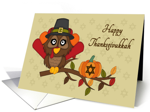 Happy Thanksgivukkah - Owl Turkey & Star of David card (1188038)