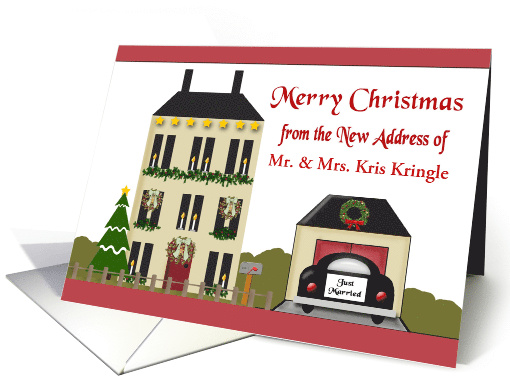 Custom Newlyweds Merry Christmas From Our New Address card (1193536)