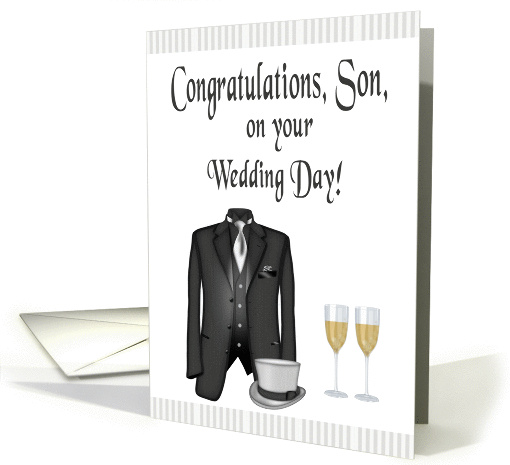 Congratulations, Son Wedding Day from Dad - Tuxedo, Hat &... (1196576)