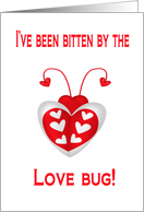 Bitten by the Love Bug! - Love Bug with hearts card