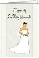 Cancelled Wedding Announcement - Bride looking down card