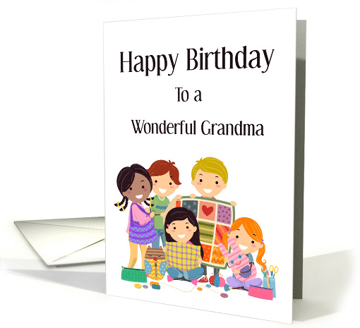 Birthday Card for Grandma - Children, Quilt & Fabric Animals card