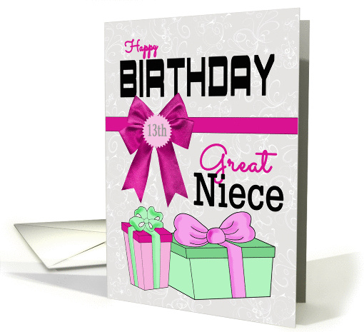 Great Niece 13th Birthday - Presents card (1223760)