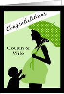 2nd Pregnancy Congratulations Cousin & Wife -Woman & child card