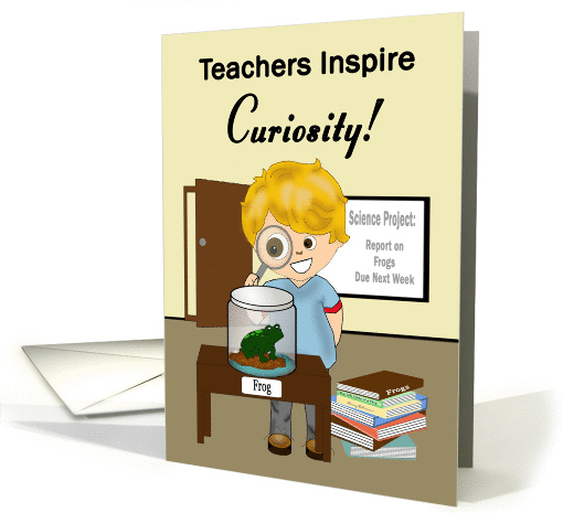 Teacher Thank You - Boy with Magnifying Glass, Frog in a... (1358412)