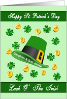 St. Patrick’s Day for Daughter & Son-in-law - Leprechaun Hat, Shamrock card