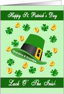 St. Patrick’s Day for Grandma & Grandpa- Leprechaun Hat, Shamrock card