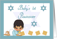 Baby Boy’s 1st Passover - Crawling Baby, Star of David, Matzah card