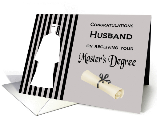 Congratulations Husband Master's Degree - Silhouette, Diploma card