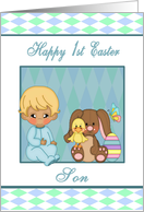 1st Easter Son - Baby Boy, Bunny, Duck, Easter Egg card
